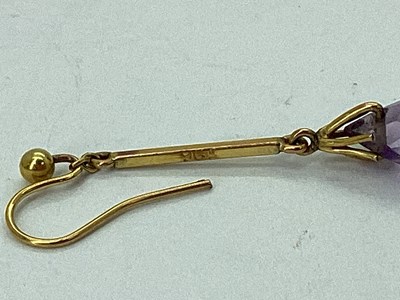 Lot 79 - A Pair of Single Stone Drop Earrings, the...