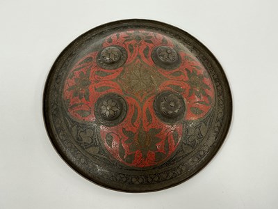 Lot 455 - Vintage Indian Dhal Shield, inner pad and hand...