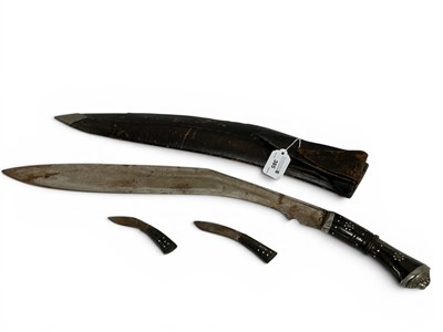 Lot 385 - Large Kukri Knife and Scabbard, with two...