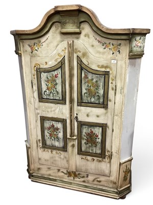 Lot 1511 - Continental Painted Armoire with shaped top...