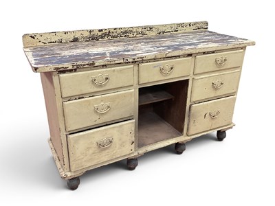 Lot 1522 - XIX Century Painted Pine Dresser with a low...