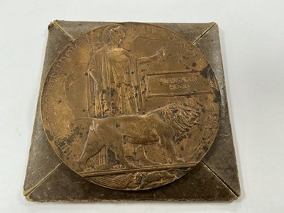 Lot 598 - WWI Death Penny Memorial Plaque to Alexander...
