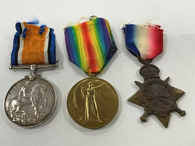 Lot 556 - WWI Royal Navy Medal Trio, comprising 1914 -...