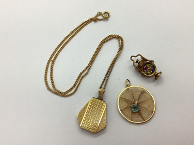 Lot 67 - A Circular Spider Web Pendant, of wire work...