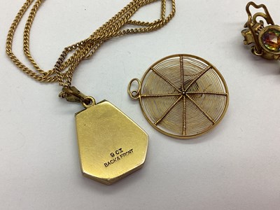 Lot 67 - A Circular Spider Web Pendant, of wire work...