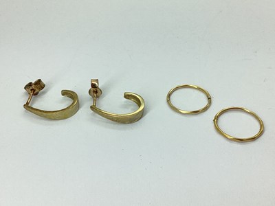 Lot 81 - A Pair of Plain Half Hoop Earrings, of tapered...