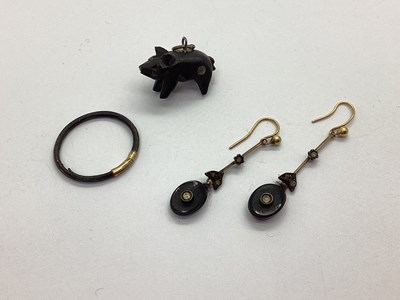 Lot 98 - A Pair of Antique Drop Earrings, the oval...