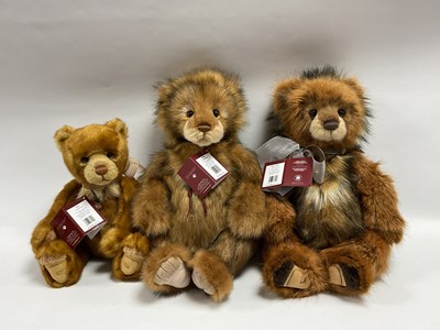 Lot 383 - Three Charlie Bears Plush Collection Teddy...