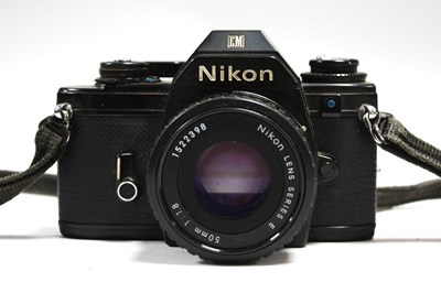 Lot 839 - Nikon EM 35mm SLR Film Camera with attached...