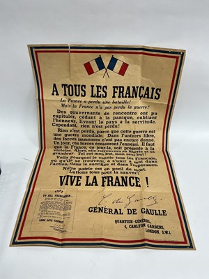 Lot 315 - WWII Free French Charles De Gaulle 'A Tous Les...
