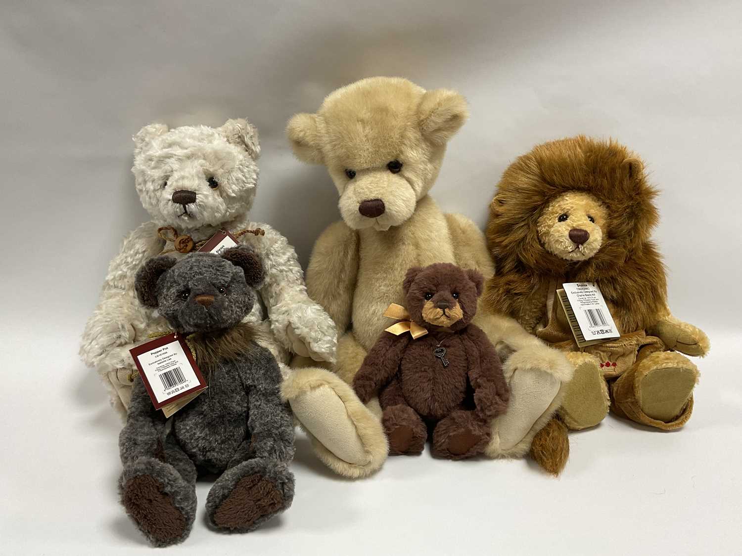 Lot 326 - Five Charlie Bears Teddy Bears, most designed...