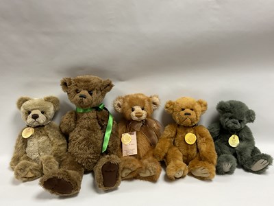 Lot 302 - Five Charlie Bears Teddy Bears designed by...