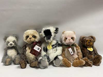 Lot 381 - Five Charlie Bears Teddy Bears mostly designed...