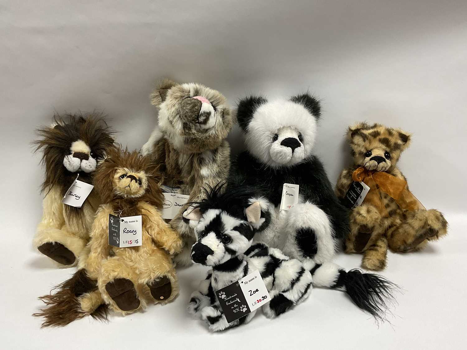 Lot 375 - Six Kaycee Bears Teddy Bears and soft animals,...