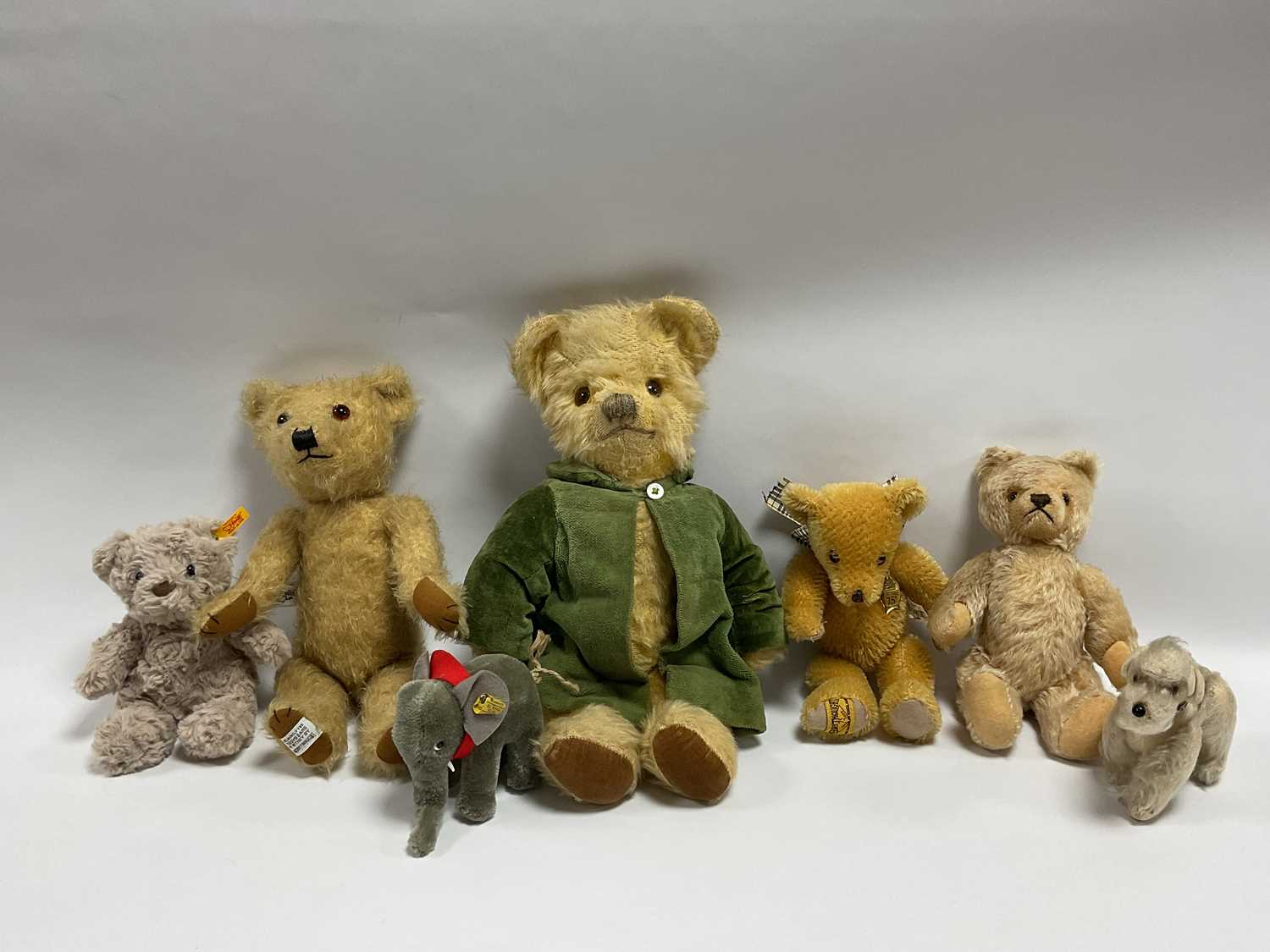 Lot 342 - Seven Teddy Bears / animals by Steiff,...