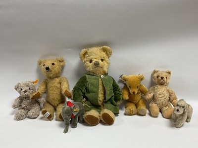 Lot 342 - Seven Teddy Bears / animals by Steiff,...