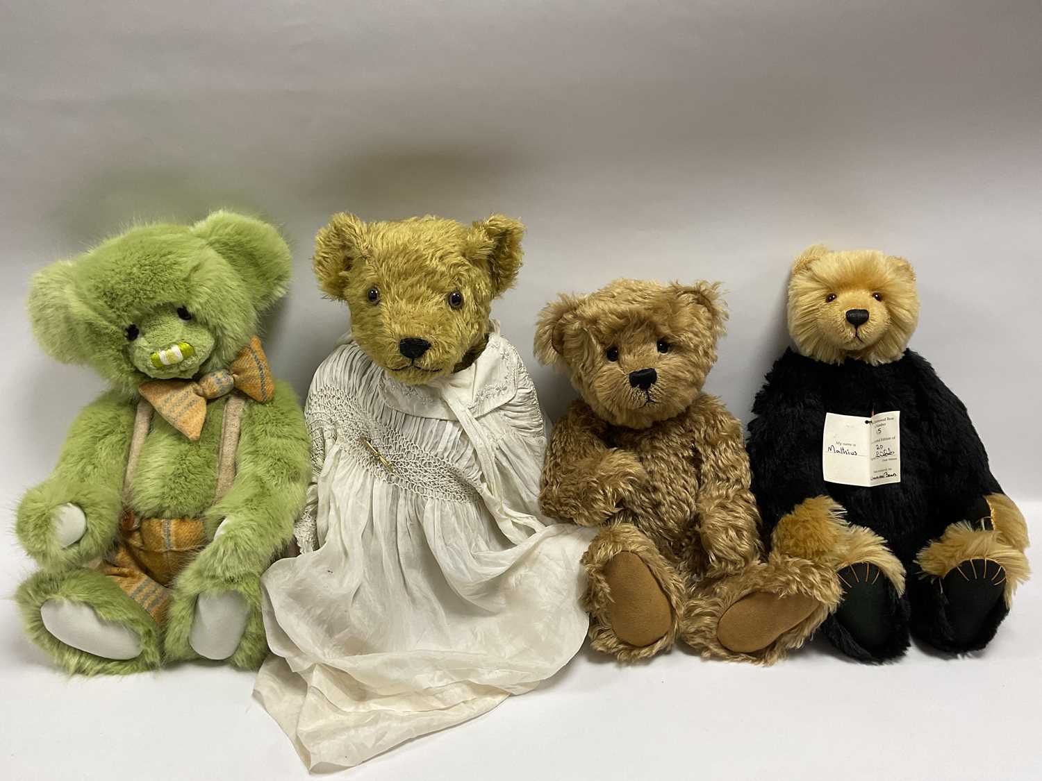 Lot 377 - Four Handmade / Artist Designed Teddy Bears....