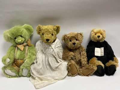 Lot 377 - Four Handmade / Artist Designed Teddy Bears....