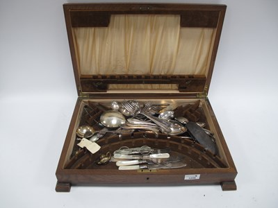 Lot 1246 - Oak Canteen Box containing plated cutlery,...