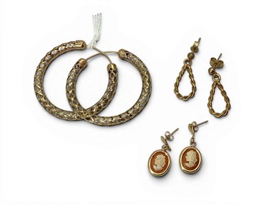 Lot 117 - A Pair of Hollow 9ct Gold Openwork Hoop...