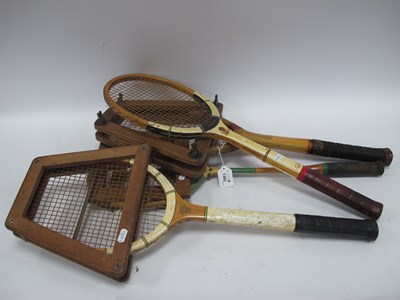 Lot 1392 - Vintage Tennis Rackets - Wisden's, Surridge,...