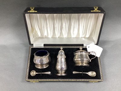 Lot 16 - A Hallmarked Silver Three Piece Cruet Set,...