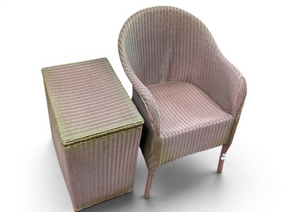 Lot 1504 - Lloyd Loom Lusty Linen Box and Easy Chair,...