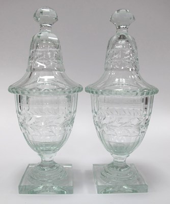 Lot 1016 - A Pair of Early XX Century Glass Sweetmeat...