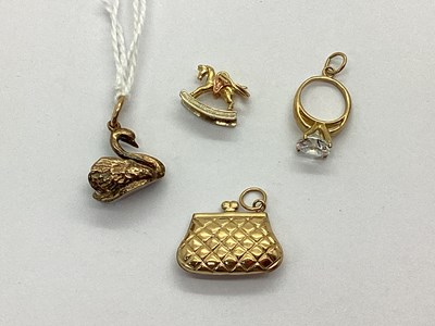 Lot 169 - Novelty Charm Pendants, swan, purse, rocking...