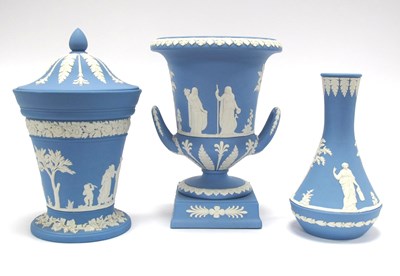 Lot 1052 - A Wedgwood Pottery Blue Jasperware Campana...