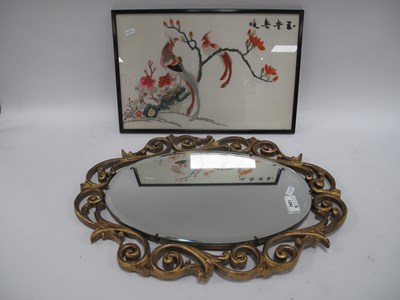 Lot 1292 - Oriental, Needlework Panel featuring exotic...