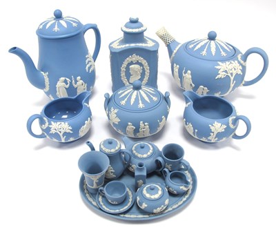 Lot 1046 - A Wedgwood Pottery Blue Jasperware Miniature...