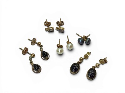 Lot 110 - A Pair of 9ct Gold Oval Blue John Drop...