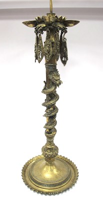 Lot 1286 - An Early XX Century Indian Brass Floor Lamp,...