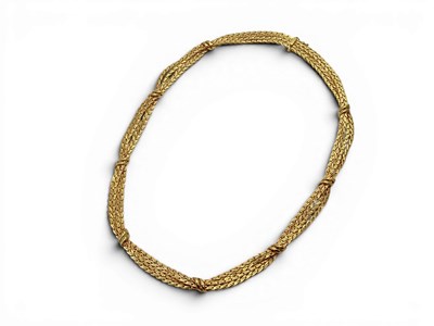 Lot 123 - A Fancy Multi-Strand Flat Link Collarette...