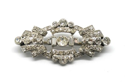 Lot 151 - An Art Deco Style Diamond Brooch, of shaped...