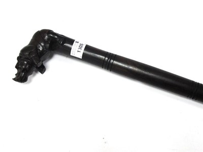 Lot 1305 - Carved Hardwood Walking Stick, with turned...