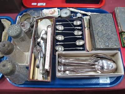 Lot 1370 - Plated Cutlery, bone stanhopes, relief pen...