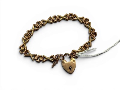 Lot 167 - A Fancy Gate Link Bracelet, stamped "9", with...