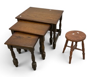 Lot 1478 - Nest of Tables, together with a stool, on...
