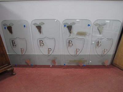 Lot 1423 - 'BP' Gour Plate Glass Panels, each etched and...