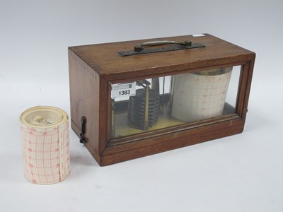 Lot 1383 - Richard Freres, Paris Barograph, in mahogany...