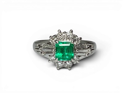 Lot 187 - A Modern Highly Decorative Emerald and Diamond...