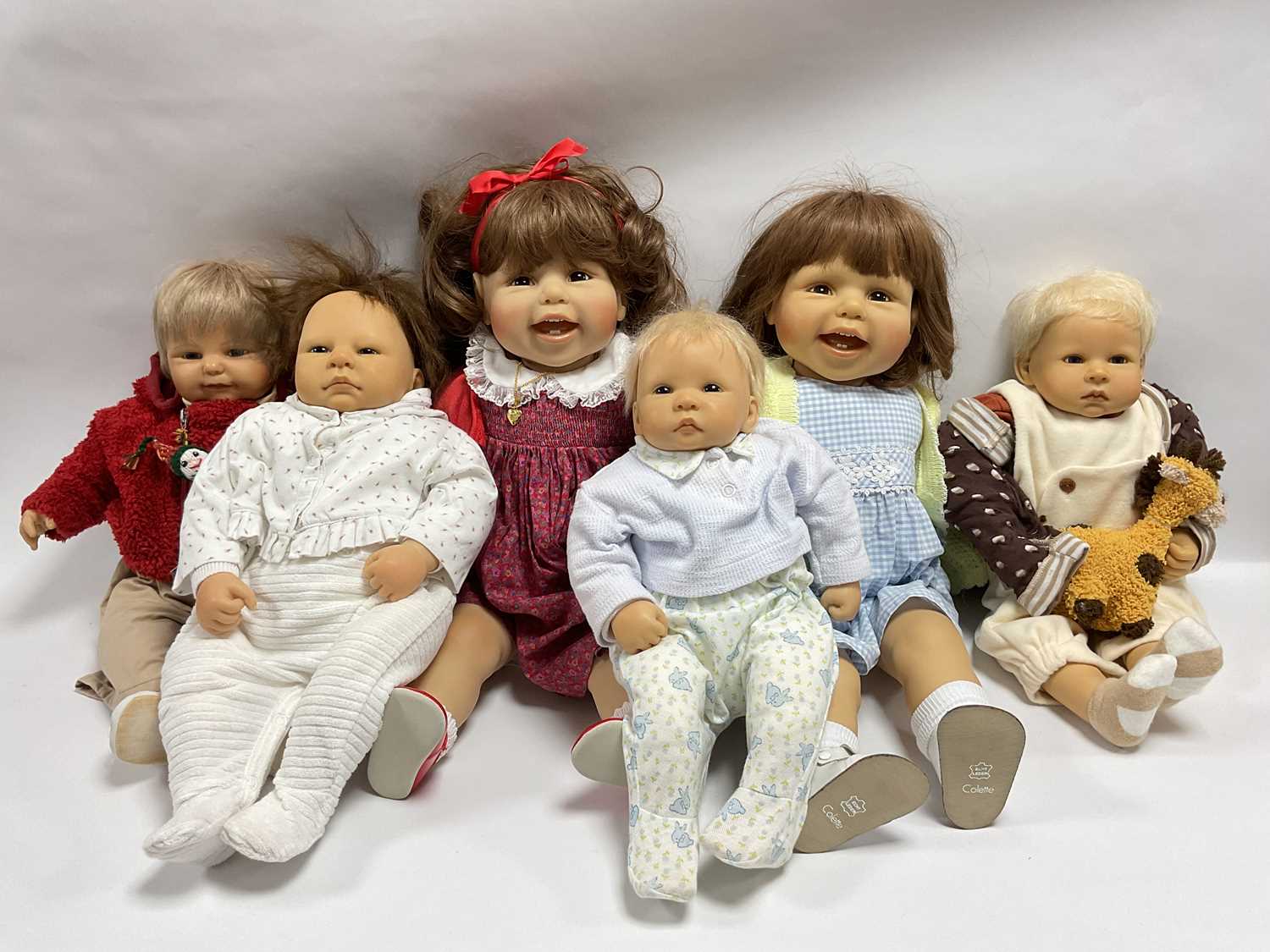 Lot 392 - Five Zapf Toddler and Baby Dolls, two designed...