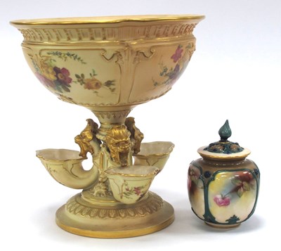 Lot 1027 - A Royal Worcester Porcelain Centrepiece, the...
