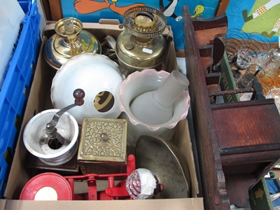 Lot 1007 - Collectables, including vintage brass oil lamp...