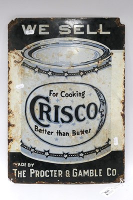 Lot 1238 - A Vintage Enamel Sign for Crisco, inscribed...