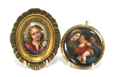 Lot 1218 - An Early XX Century Circular Porcelain Plaque,...