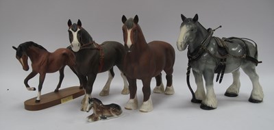 Lot 1270 - Porcelain Horse Figures, including two large...