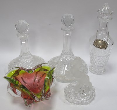 Lot 1220 - Glassware, including ships decanters by...
